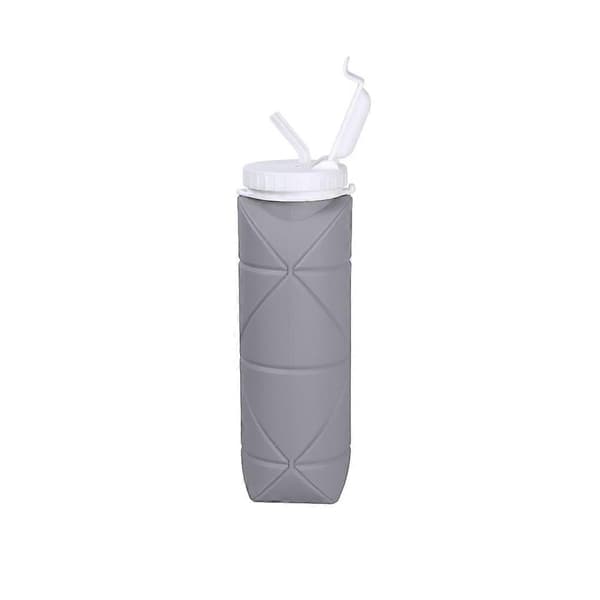 600ml Drickkopp Vikbar Mugg Läcksäker Utomhus Sport Vattenflaska för Gray 600ml/Straw