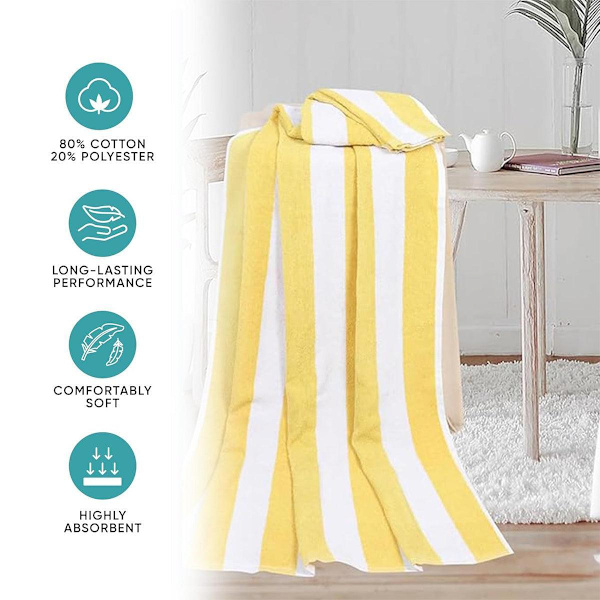 4 stk. stribede badehåndklæder 75x150cm bløde absorberende bomuldshåndklæder til badeværelset blå