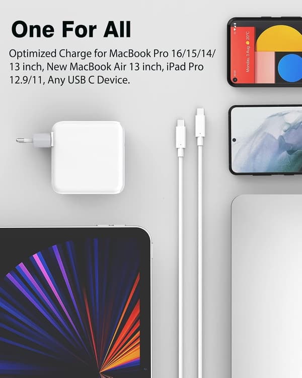 96W USB-C-laddare för MacBook Pro, 2m kabel, snabbladdning