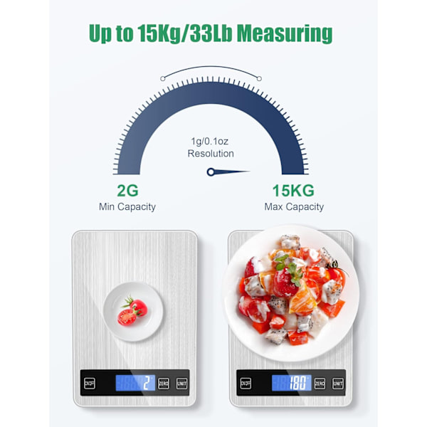 Minivægt til bagning, 500g, LCD-display