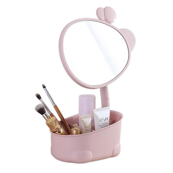 Makeupspejl med opbevaring, lyserødt