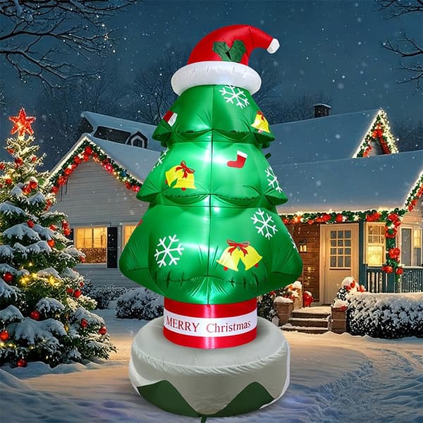 Oppblåsbart juletre 2,1 m med LED-lys, dekorasjon for hage og uteområde Us regulations