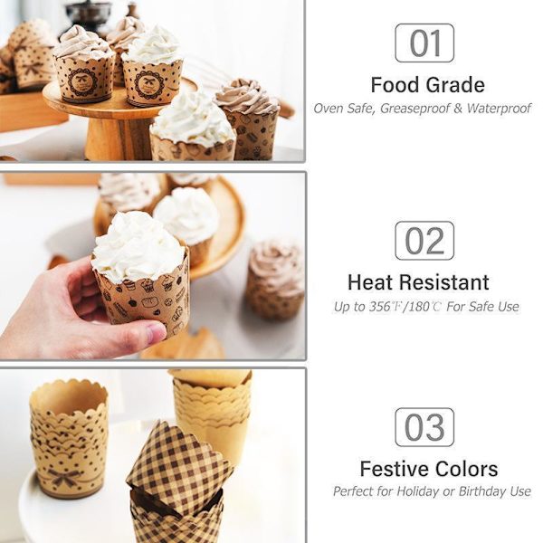 1000 STK Cupcake Bageforme Muffinsforme Kagepapirforme Holdere Chevron