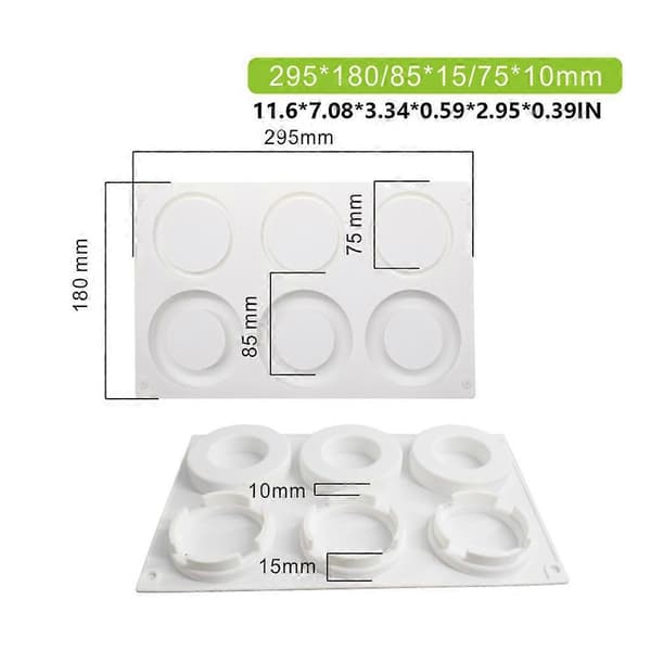 6-gitter Mousse Kageform Silikone Chokoladeform Dessert Sukkerkunst Kagepynt Bageforme Kiks Cookies