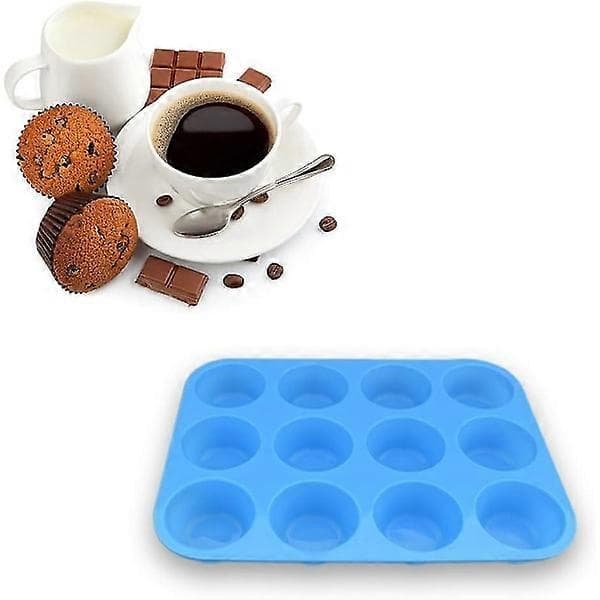 12-kopps silikonmuffinsform, 2-pakning non-stick bakeformer