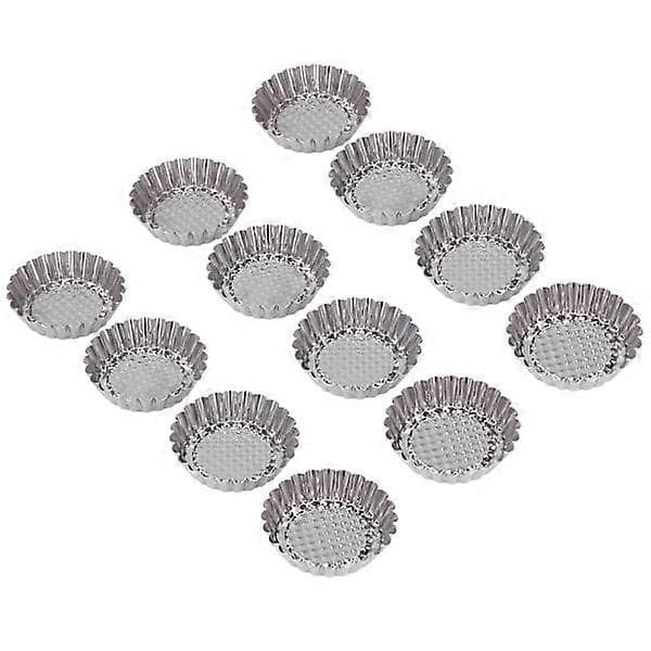 12 STK Eggterteformer i rustfritt stål, runde bakverkkopper for baking