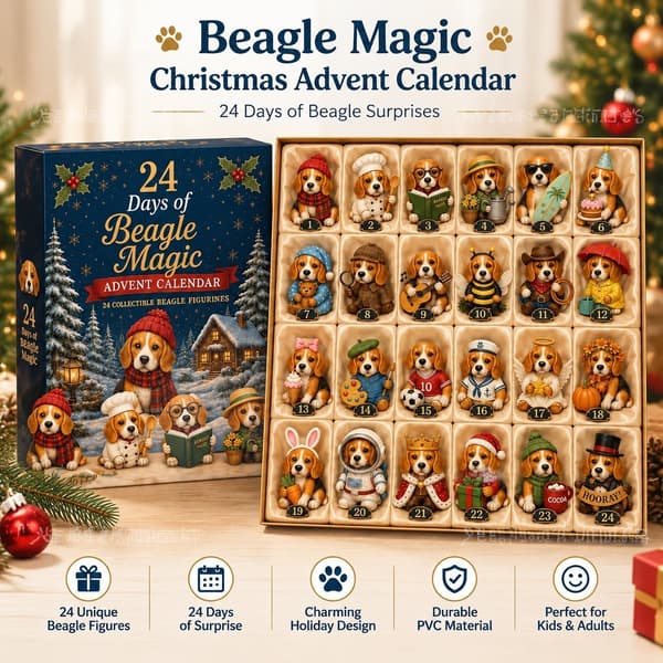 Beagle Magic Julkalender 2026, 24-dagars blind box, PVC-figur, 28x22x3,5 cm Acrylic Flat 28x22x3.5cm