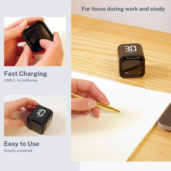 Spandtimer, roterende timer, 5/10/30/60 minutter og brugerdefineret nedtælling (sort)