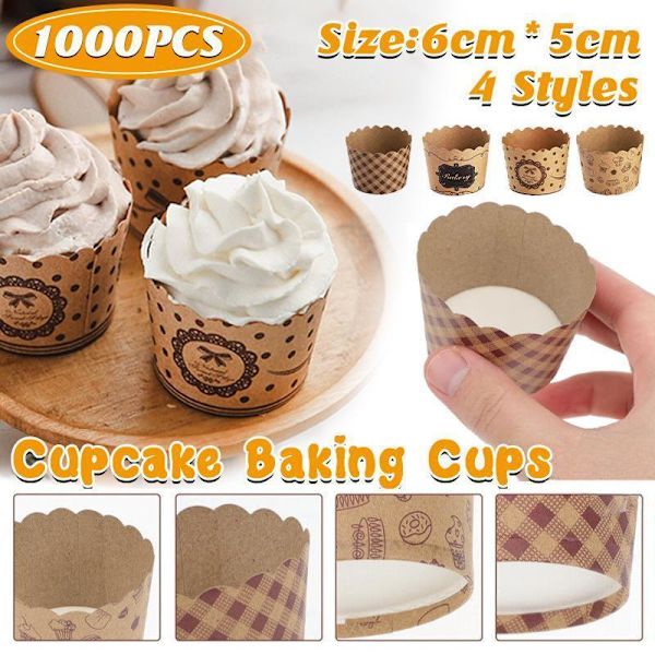 1000 STK Cupcake Bageforme Muffinsforme Kagepapirforme Holdere Chevron