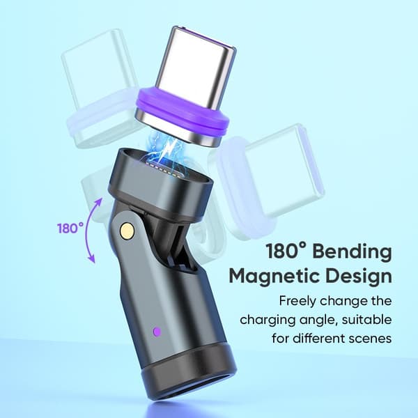 240W USB-C til USB-C-adapter, 180° roterbar, hurtiglading, kompatibel med Huawei Samsung Apple