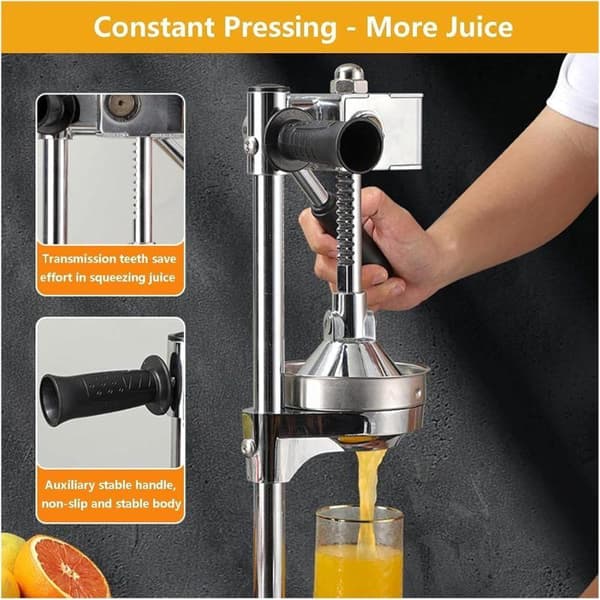 Vecal manuel juicer i rustfrit stål, enkel saftpresser - sort