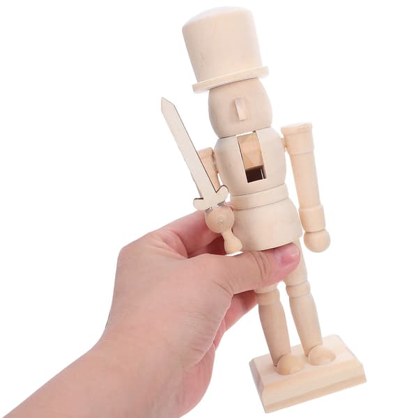 Nötknäppare i trä, 20 cm ledad docka, oavslutad för pyssel