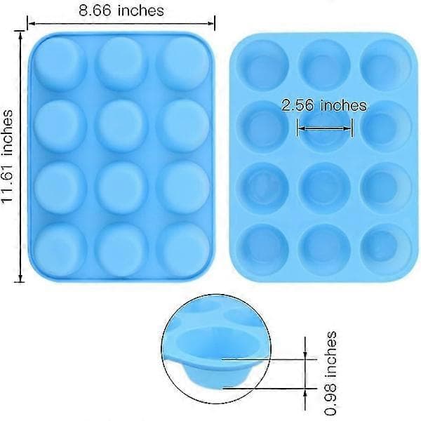 12-kops silikone muffinform, 2-pak non-stick bageforme