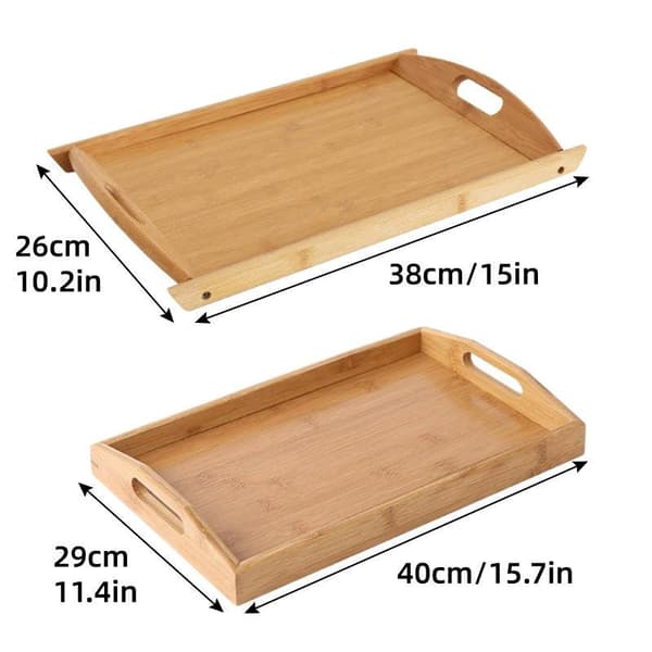Rektangulær bambusbakke Husholdnings te serveringsfad Køkken snackfad Organizer 38x26x3cm