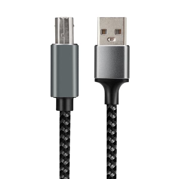 USB till B-typ skrivarkabel, nylonflätad, grå, 5m, dataöverföring för skanner 5 m