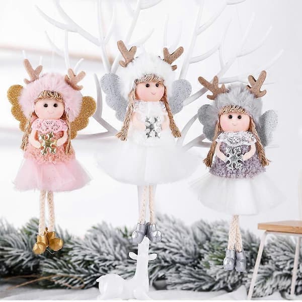 Jul Älg Horn Ängel Plysch Docka Hänge Julgransprydnader Festprydnader