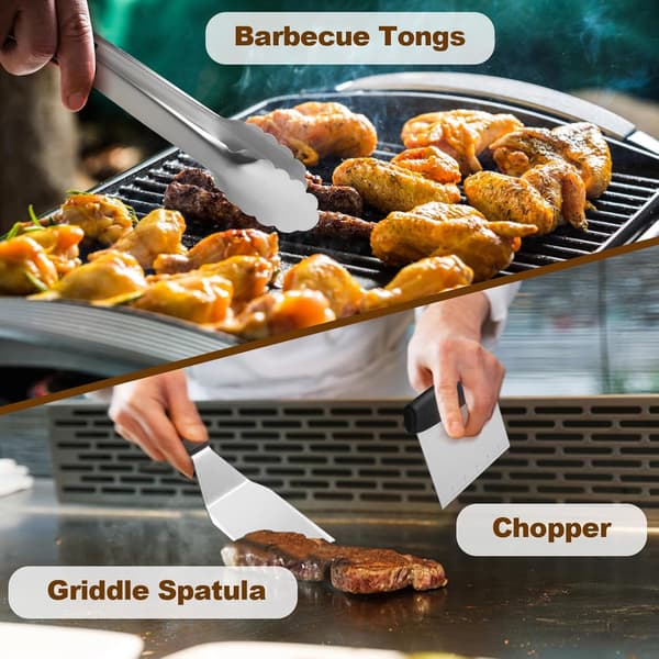 14 dele stegeplade tilbehørssæt, flad top grill tilbehørssæt til Blackstone og Camp Chef