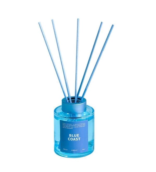 5X 120ml Flameless Rattan Aromaterapi Eterisk Olje Diffuser Sett Blå Kyst