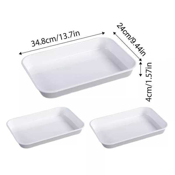 Rektangulär Vit Plast Deli Display Bricka Fat Serveringsfat Mat Tallrik