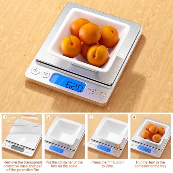 Vanntett vekt 10 kg med hvit LCD-skjerm