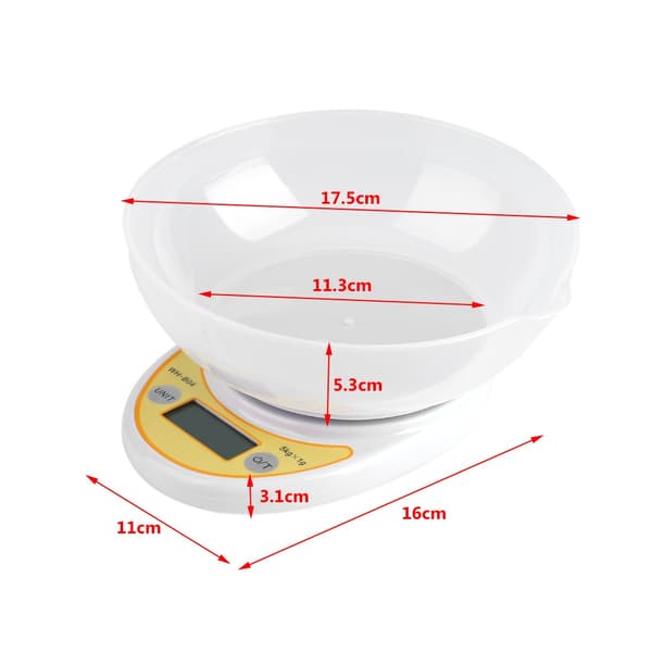 Keittiövaaka 5 kg/1 g, LCD-näytöllä