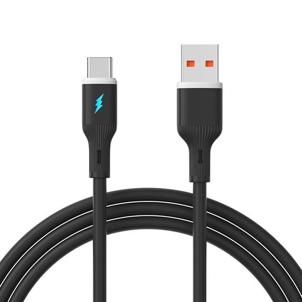 66W USB Type-C hurtigladekabel for mobil, silikon dataoverføring, svart Black