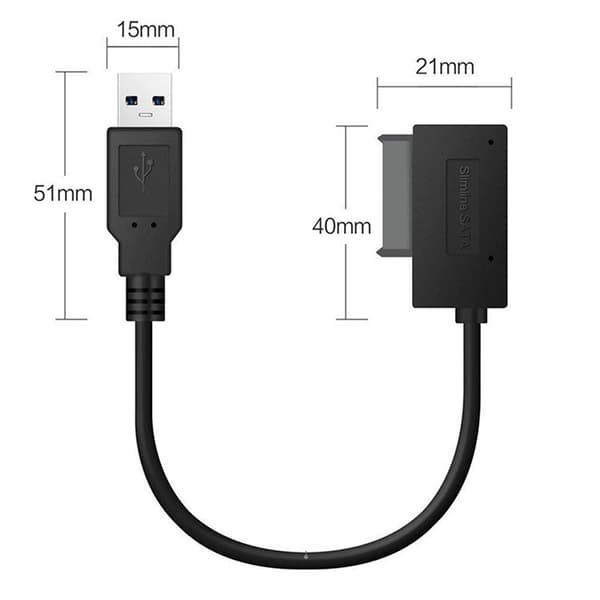 USB till SATA-kabel, SSD-hårddiskdataadapter, SATA 7+9 stift, för extern lagring