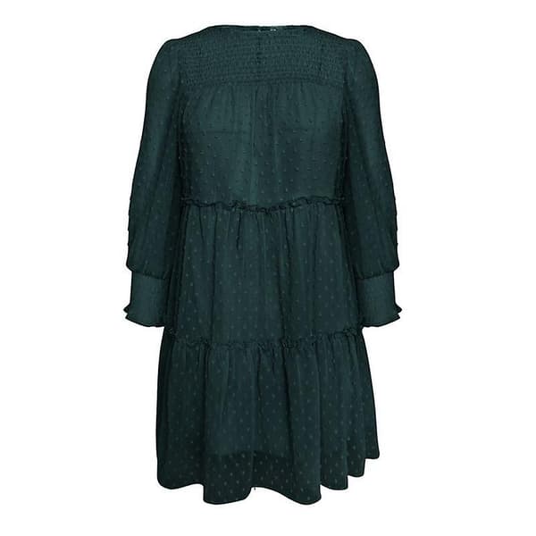 Jacquard Dam Vår Sommar Temperament Rund Hals Långärmad Korta Klänningar Blue M