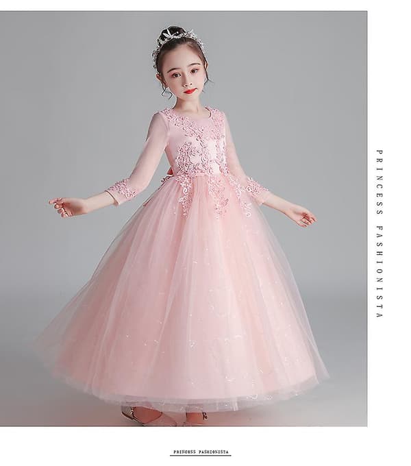 Flickklänning Prinsessa Spets Bröllop Balklänning pink 160