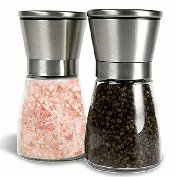 180ML Moderne salt-/peberkværn i rustfrit stål og glas