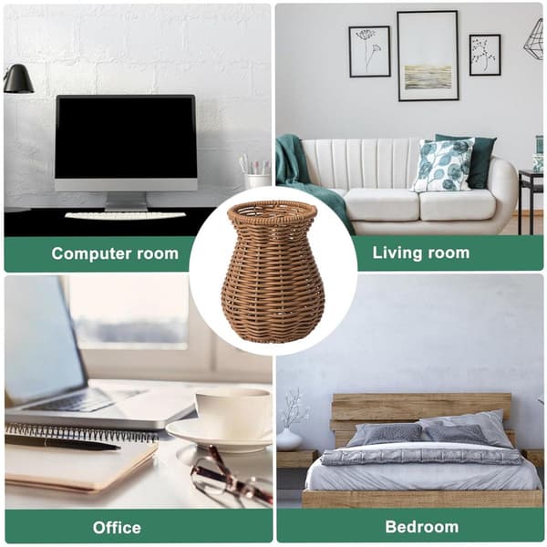 Vacker Handvävd Vas i Korg Farmhouse Boho Lättviktsdekor Kreativ Dekor
