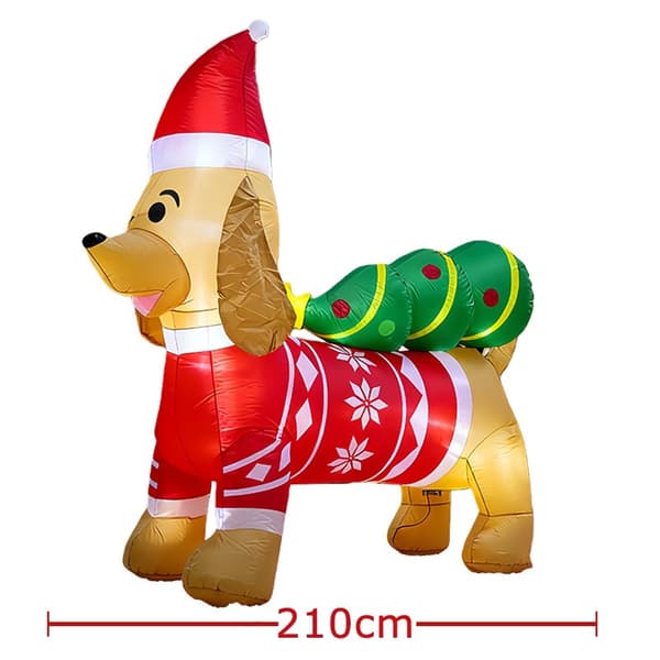 2,1 m oppblåsbar dachshund juledekorasjon med LED-lys, for utendørs bruk British regulations
