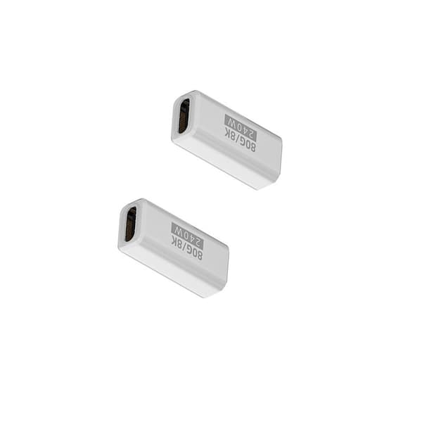 USB-C hunn til hunn-adapter, 240W 80 Gbps, 8K@60Hz, PD-lading, hvit