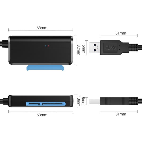 USB 3.0 til SATA-adapterkabel til 2,5/3,5 tommer harddisk - Ekstern HDD-konverter