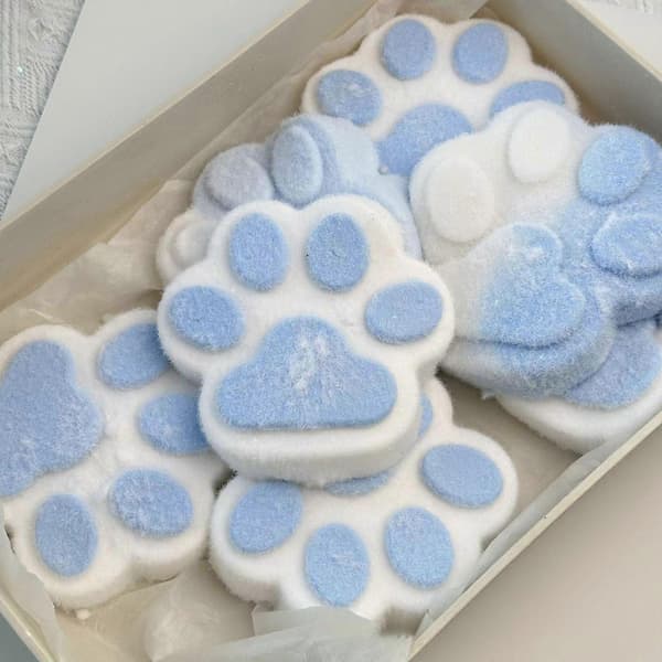 Håndlavet Blå Blød Stor Kattepote Squishy Legetøj til Stresslindring