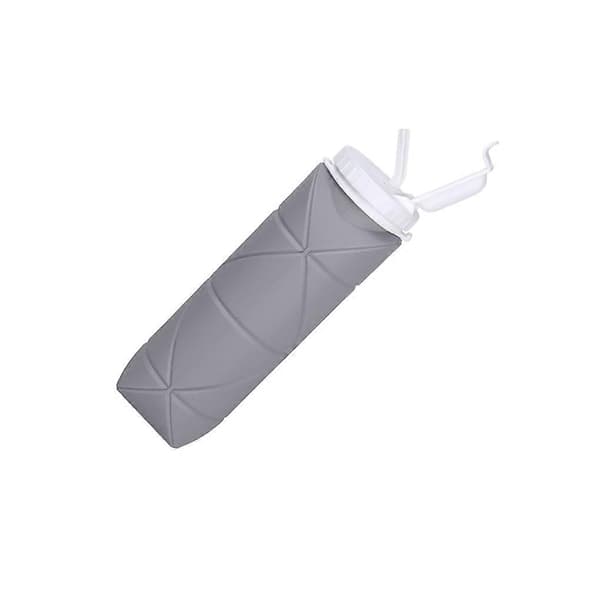 600ml Drickkopp Vikbar Mugg Läcksäker Utomhus Sport Vattenflaska för Gray 600ml/Straw