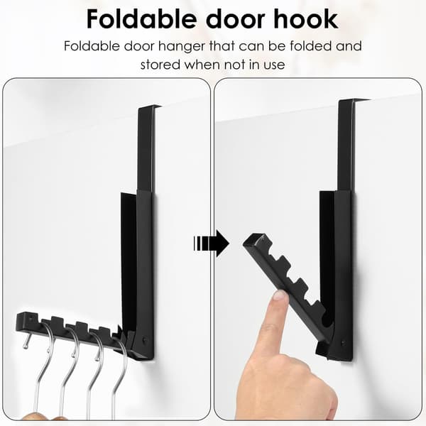 Dørkroge bøjle, foldbart tørrestativ (sort, 20*2*25cm)