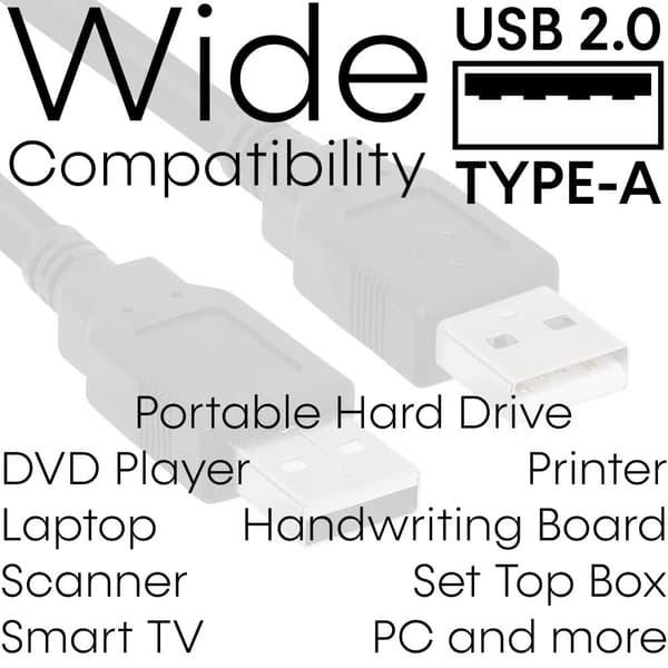 USB 2.0 A til A Kabel 3m, Han til Han Dataoverførselskabel til Bærbar, PC, Harddisk, Sort