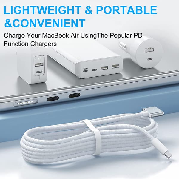 USB C til MagSafe 3-kabel 2 meter, 140W hurtigladekabel kompatibel med MacBook Air Pro