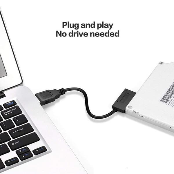 USB til SATA-kabel, SSD-harddiskdataadapter, SATA 7+9-pinners, for ekstern lagring