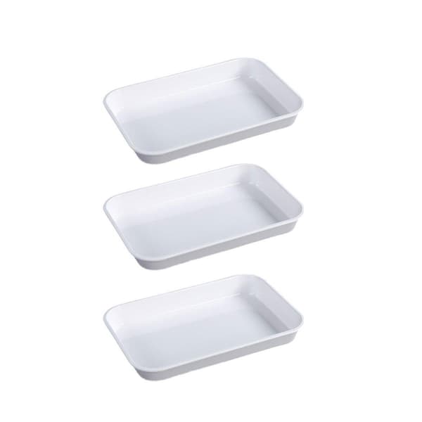 Rektangulär Vit Plast Deli Display Bricka Fat Serveringsfat Mat Tallrik