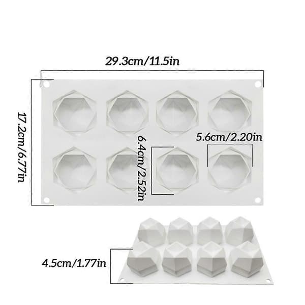 Silikonform Mousse Kake Iskremform DIY Baking Sjokolade Isbrett Bakeutstyr, 8-hulrom