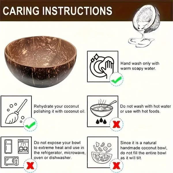 4 sett naturlige kokosnøttskåler Servise for ris, dessert, salat
