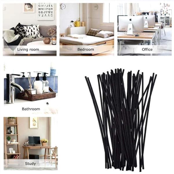 Premium Kvalitet Reed Diffuser Rør Rattan Pind 3x260mm Sort 10 stk