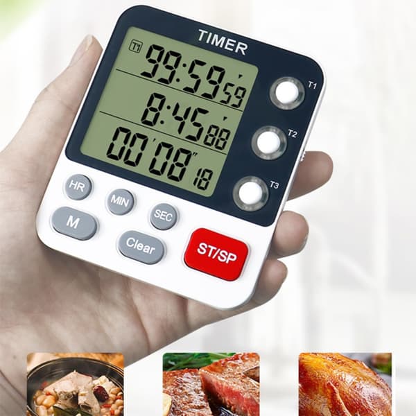 Tre-kanals multifunktionel køkkentimer
