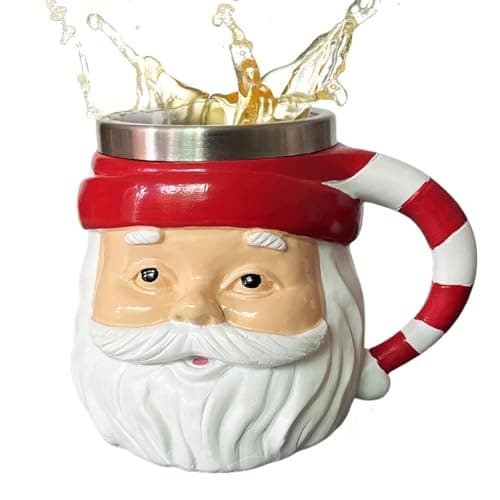 Julekrus med julemandsdesign, rustfrit stål, 250 ml, 13x10x10 cm