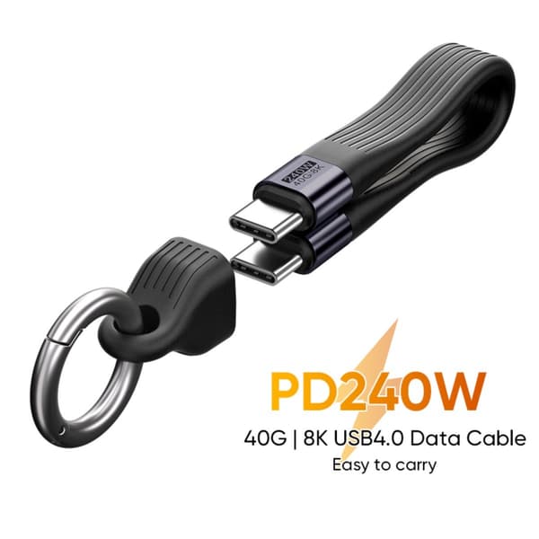 USB C til USB C-kabel, PD240W, 40 Gbps, 8K@60Hz, hurtig opladning og dataoverførsel, kompatibel med Apple Samsung Huawei, sort