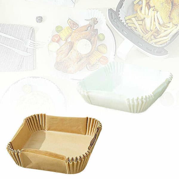 Firkantet engangs papirforing til airfryer, non-stick bakepapirforinger, vanntett trefarge