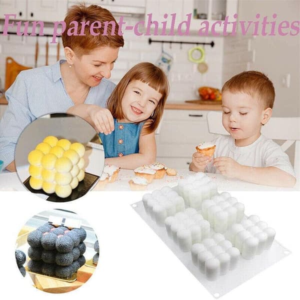 6 hålrum 3D kub ljusform silikon vax bubbla tårta dessert gipsform