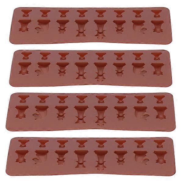 4 STK Sjakk Silikonform for Sjokoladebaking
